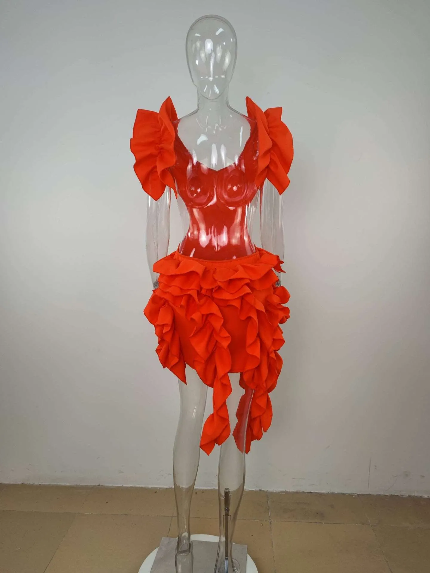 Jonise Pleated Backless Asymmetric Curling Dress