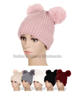 Ladies Trendy Pom Pom Beanie Hats Wholesale