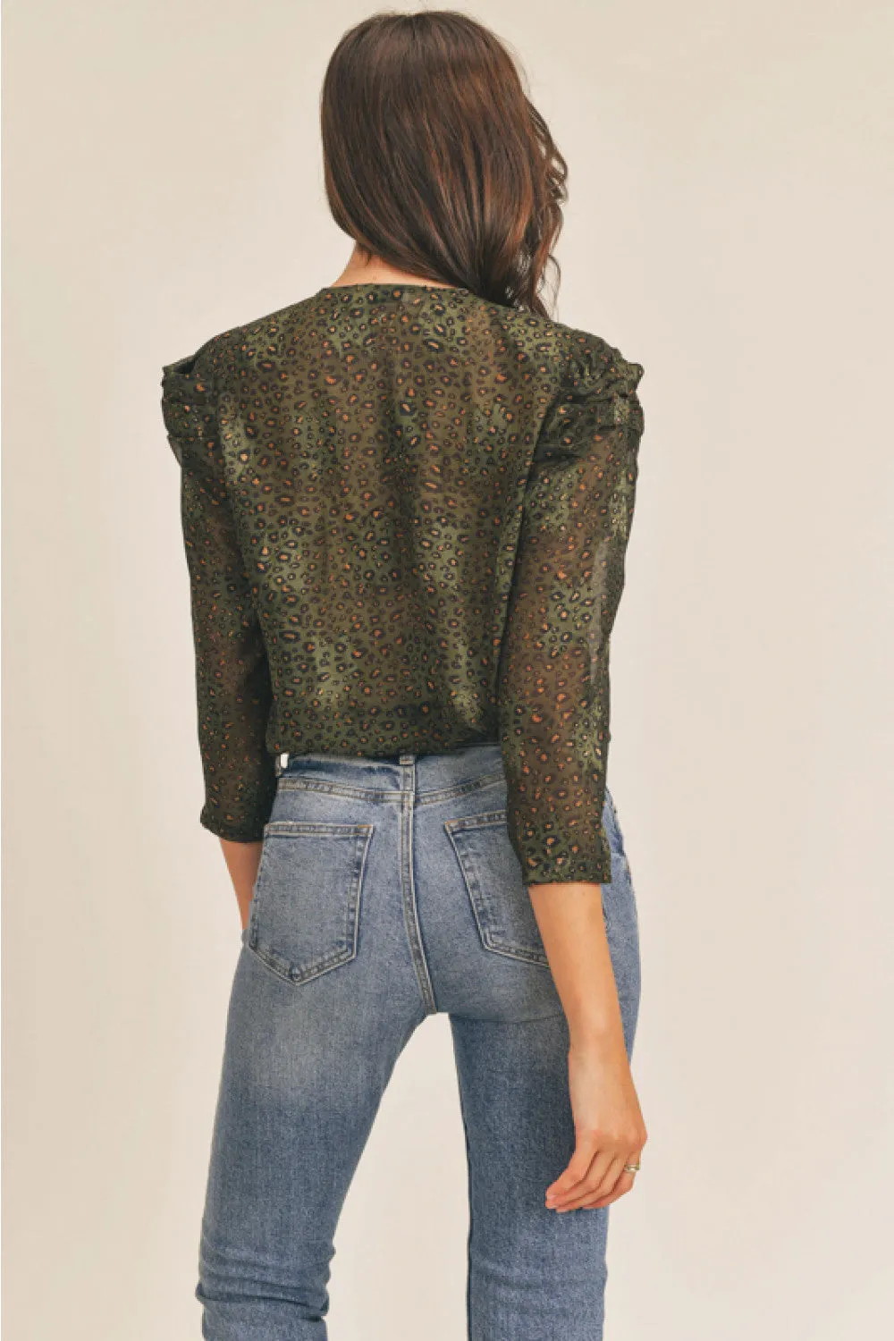 Long Sleeve Bodysuit (Olive Animal)