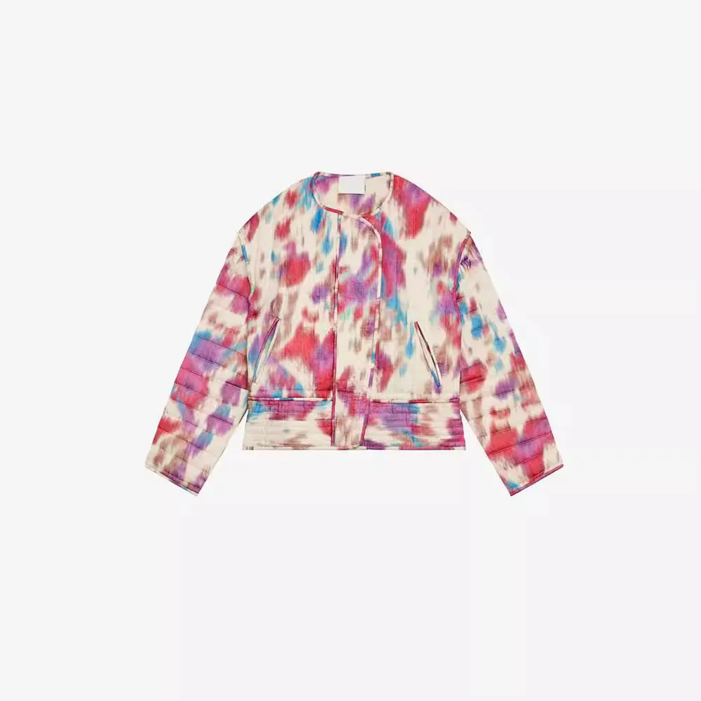 Long-sleeved tie-dye short cotton clothes 2025 European and American cross-border autumn and winter fashion women's casual warm jacket WQK0377