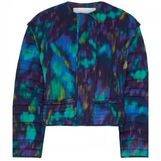 Long-sleeved tie-dye short cotton clothes 2025 European and American cross-border autumn and winter fashion women's casual warm jacket WQK0377
