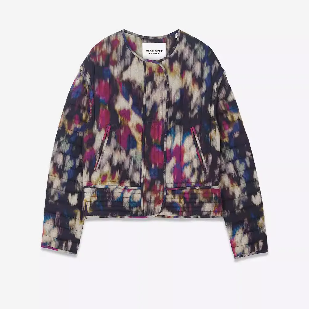 Long-sleeved tie-dye short cotton clothes 2025 European and American cross-border autumn and winter fashion women's casual warm jacket WQK0377
