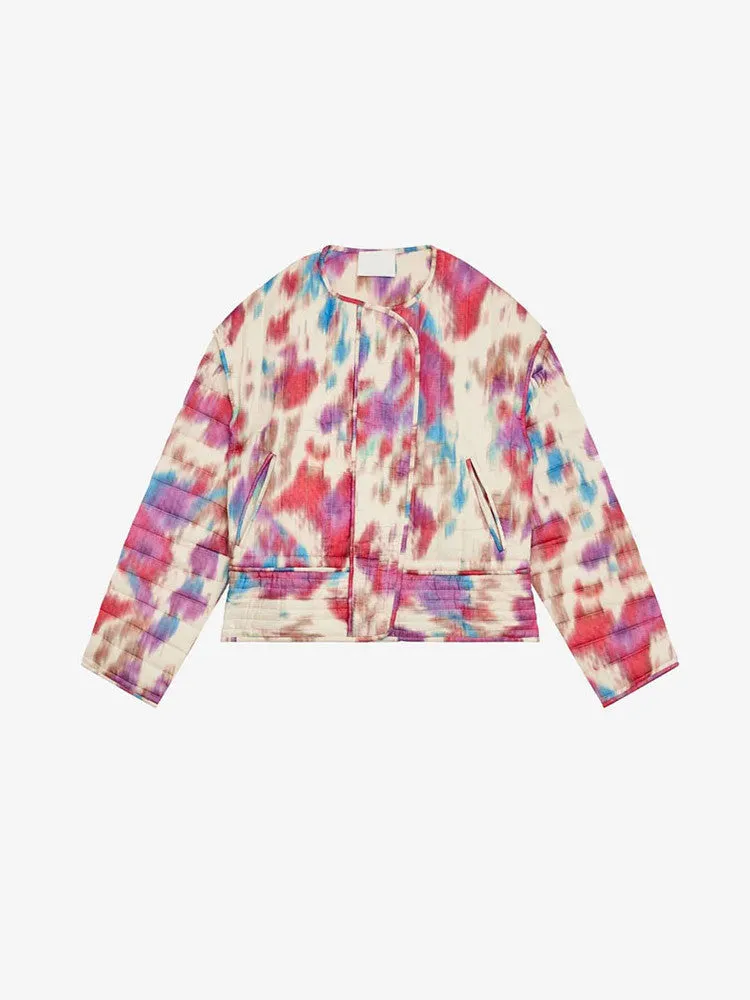 Long-sleeved tie-dye short cotton clothes 2025 European and American cross-border autumn and winter fashion women's casual warm jacket WQK0377