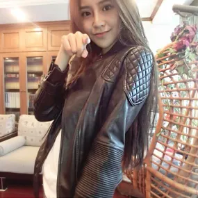 Long-term in stock Haining leather jacket women's jacket 2025 spring short leather jacket European and American locomotive clothing pu leather jacket