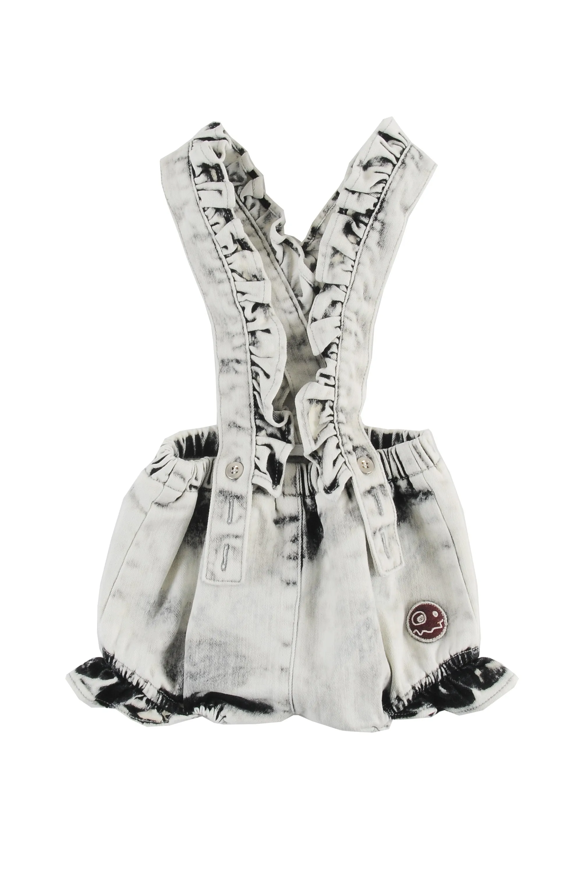 Loud Apparel Black Denim Wash Notes Frill Culotte Braces