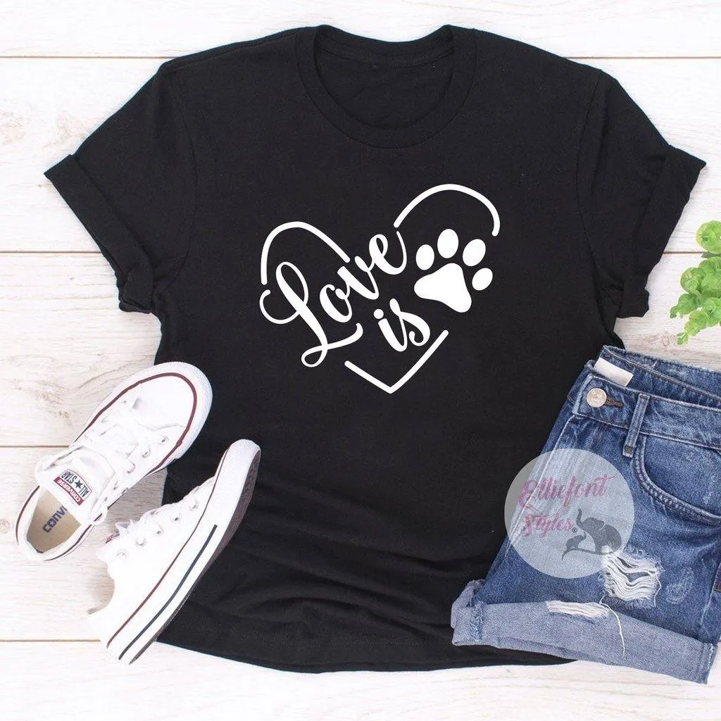 Love Is Pawprint Dog Shirt
