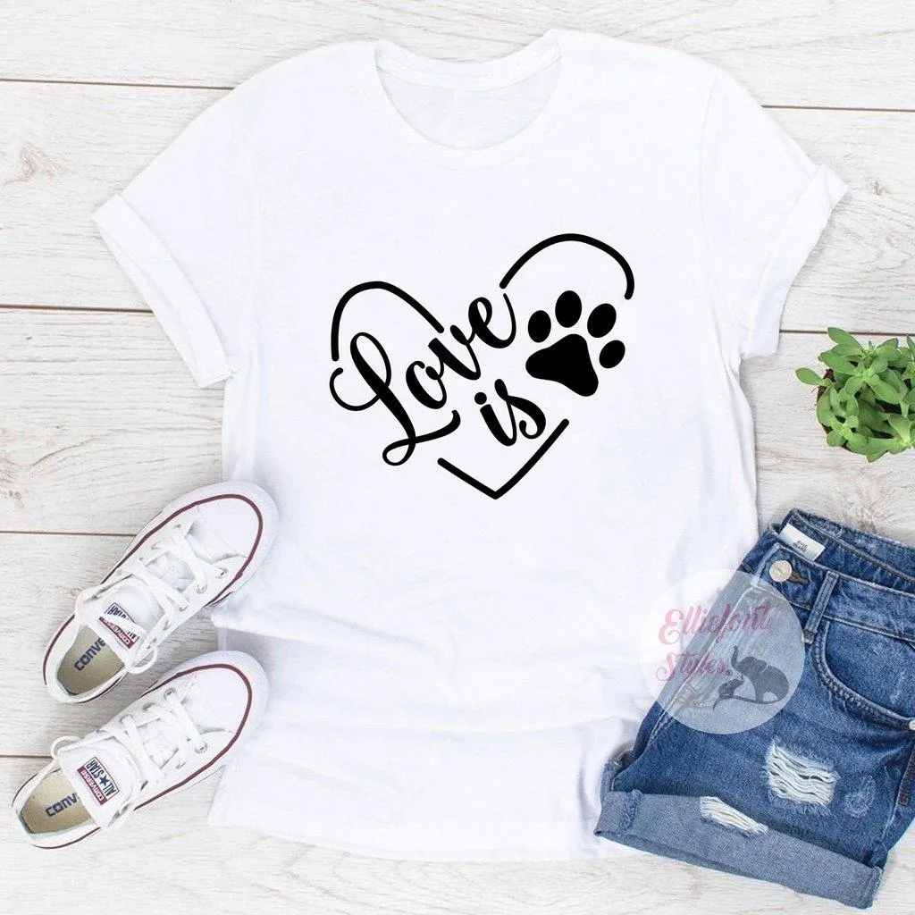 Love Is Pawprint Dog Shirt