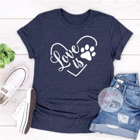 Love Is Pawprint Dog Shirt