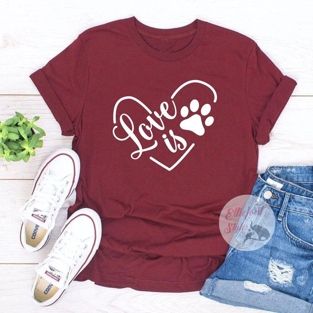 Love Is Pawprint Dog Shirt