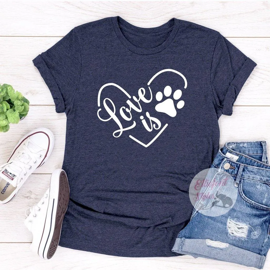 Love Is Pawprint Dog Shirt