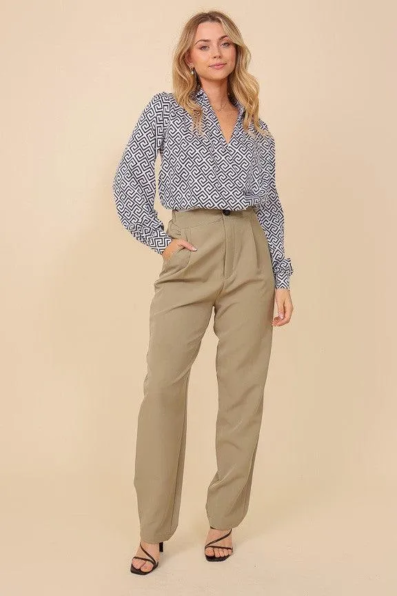 maze print surplice bodysuit