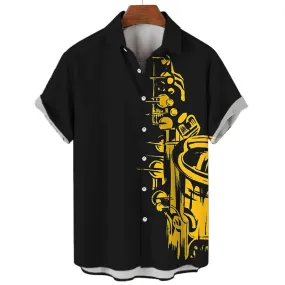 Men's Hawaiian Shirt - 3D Music Print, Short Sleeve