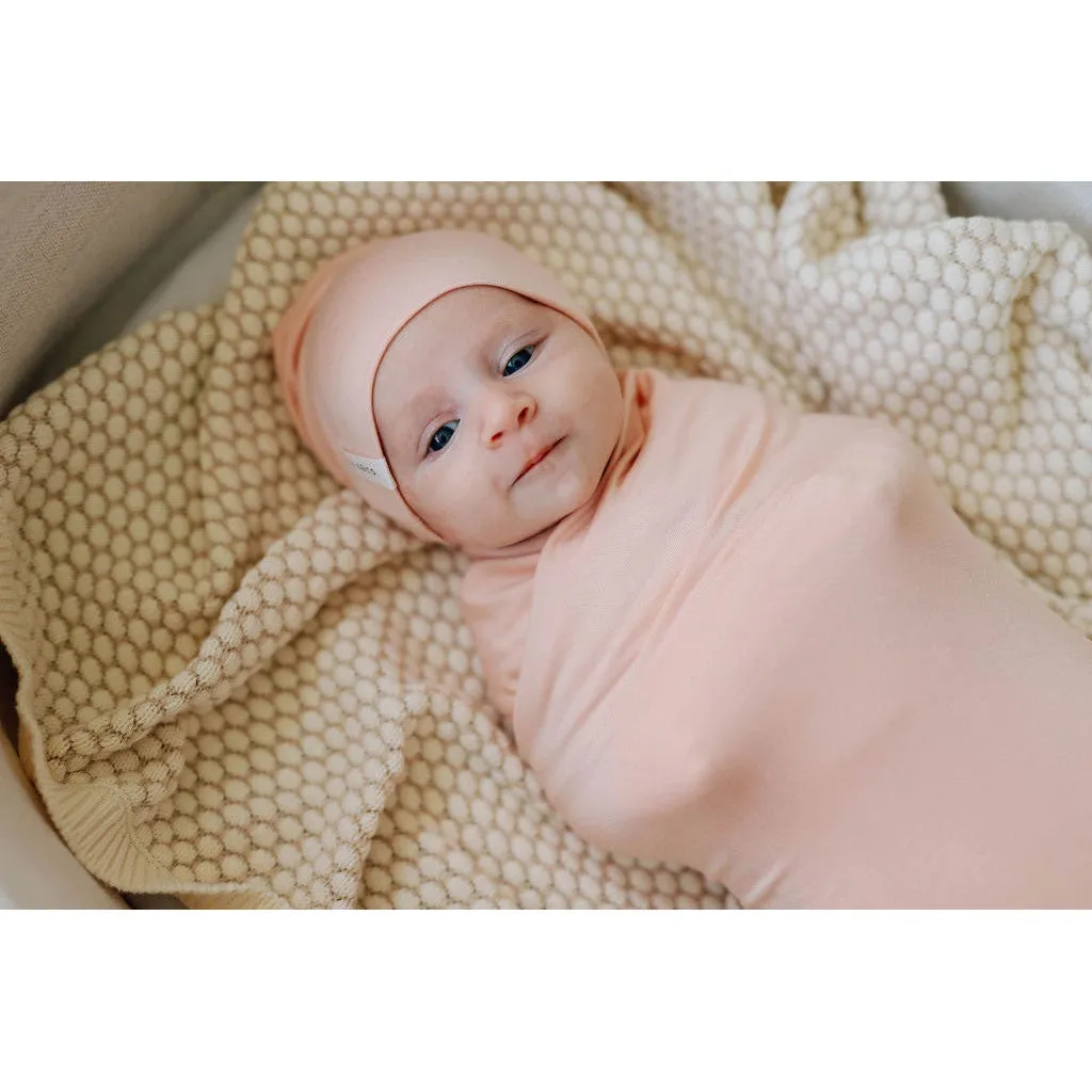 Modal Swaddle & Beanie Set in Gift Box - Rose Pink