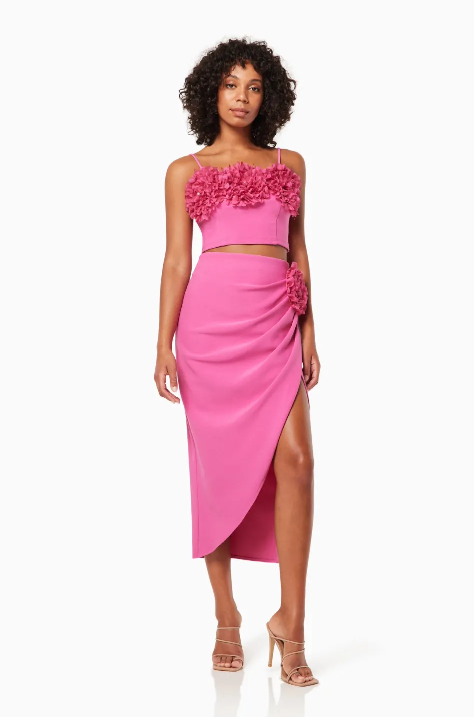 NIKA Floral Side Slit Midi Two Piece