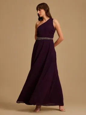 One Shoulder Embellished Maxi Dress