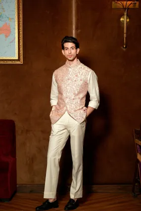 Peach  Nehru waistcoat
