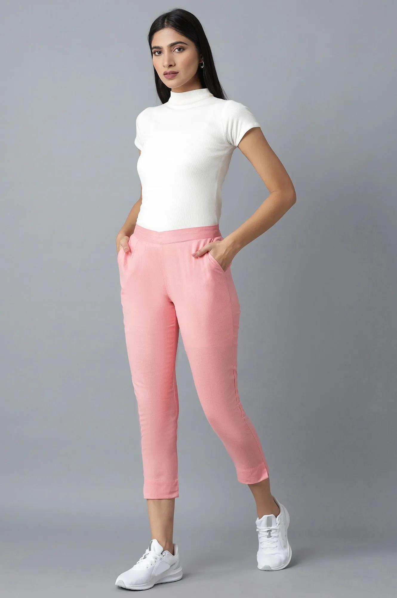 Pink rollup hem trousers