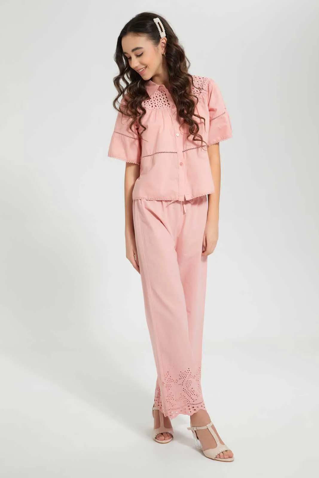 Pink Schiffli Blouse