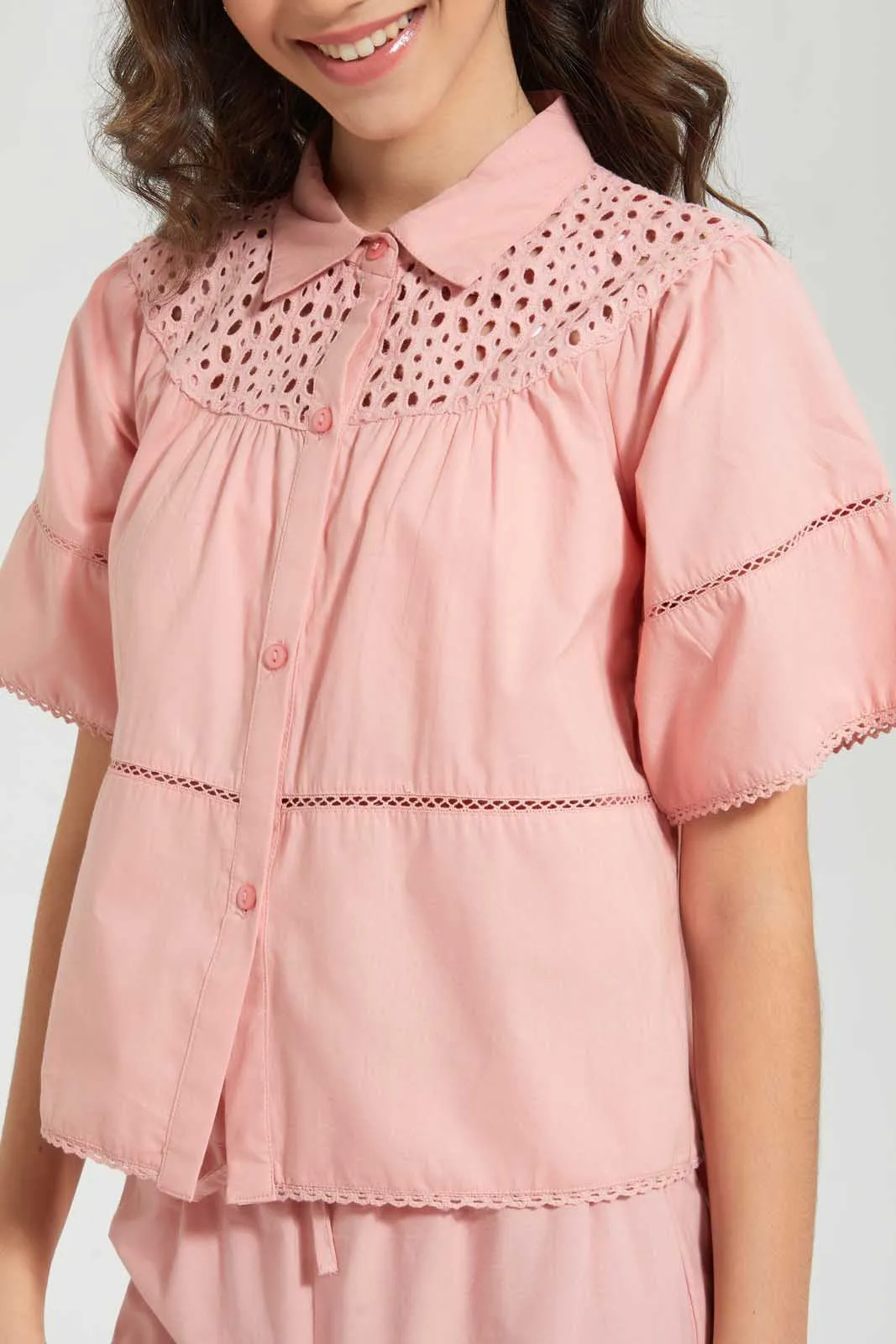 Pink Schiffli Blouse