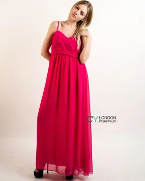Pleated Bust  Maxi Dress (Pink)