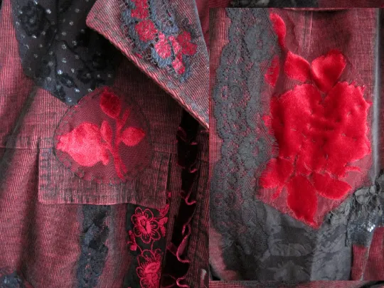 Plus Size Red Duster Coat,3XL Long Denim Coat for Women