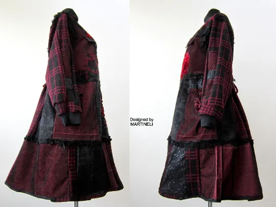 Plus Size Red Duster Coat,3XL Long Denim Coat for Women
