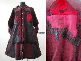 Plus Size Red Duster Coat,3XL Long Denim Coat for Women