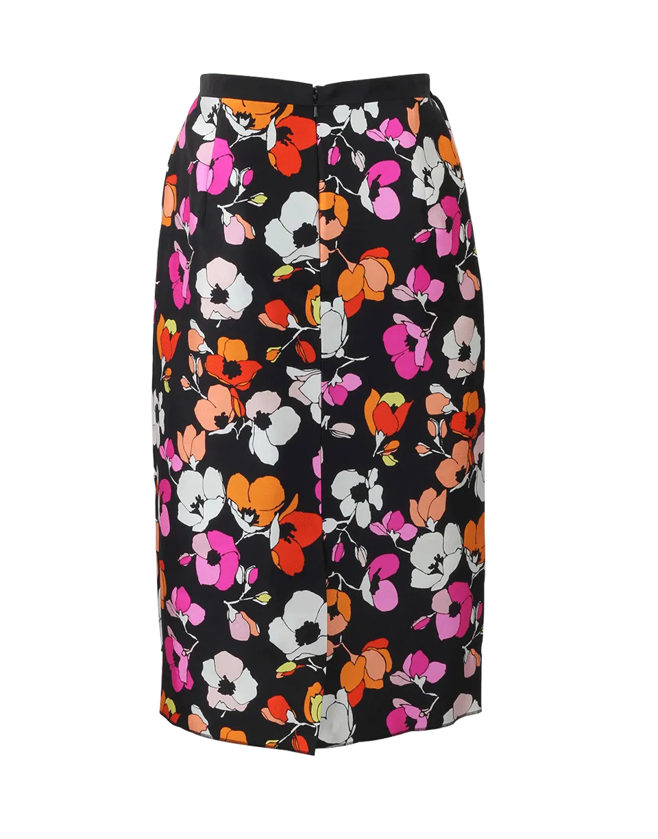 Poppy Print Pencil Skirt