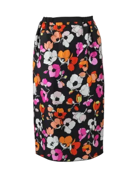 Poppy Print Pencil Skirt