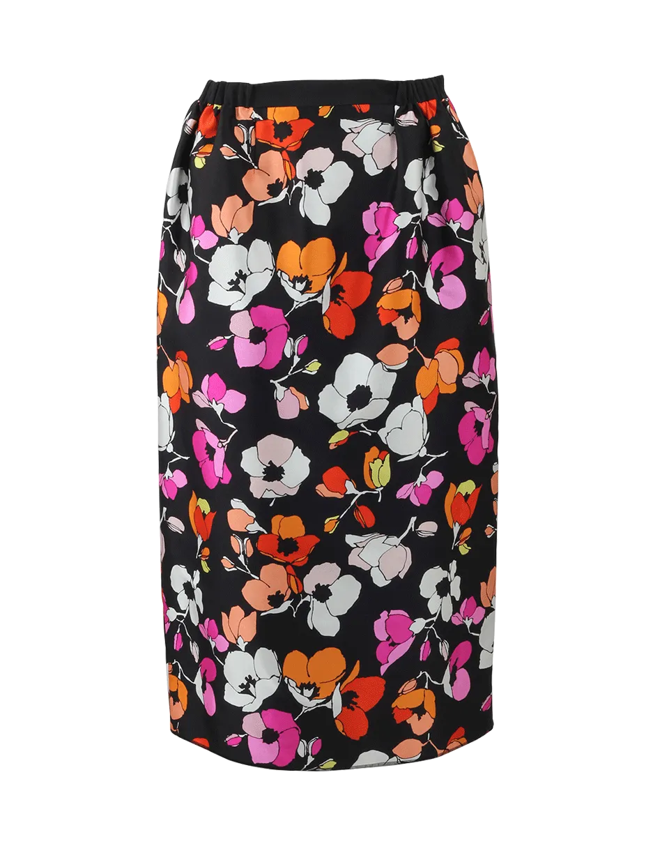 Poppy Print Pencil Skirt