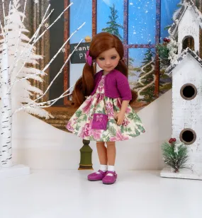 Pretty Pink Poinsettia - dress with sweater & shoes for Ruby Red Fashion Friends doll