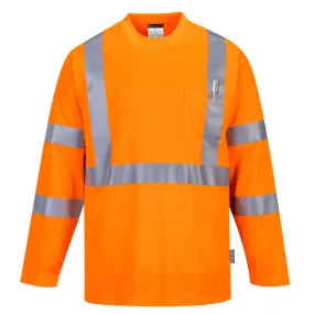 PW S191 - Hi-Vis Long Sleeve Pocket T-Shirt