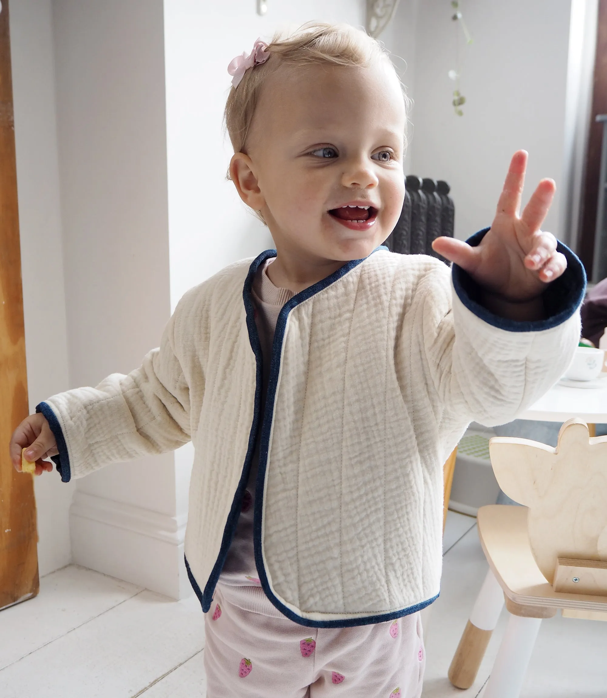 Quilted Baby and Child's Coat With Heart Motif