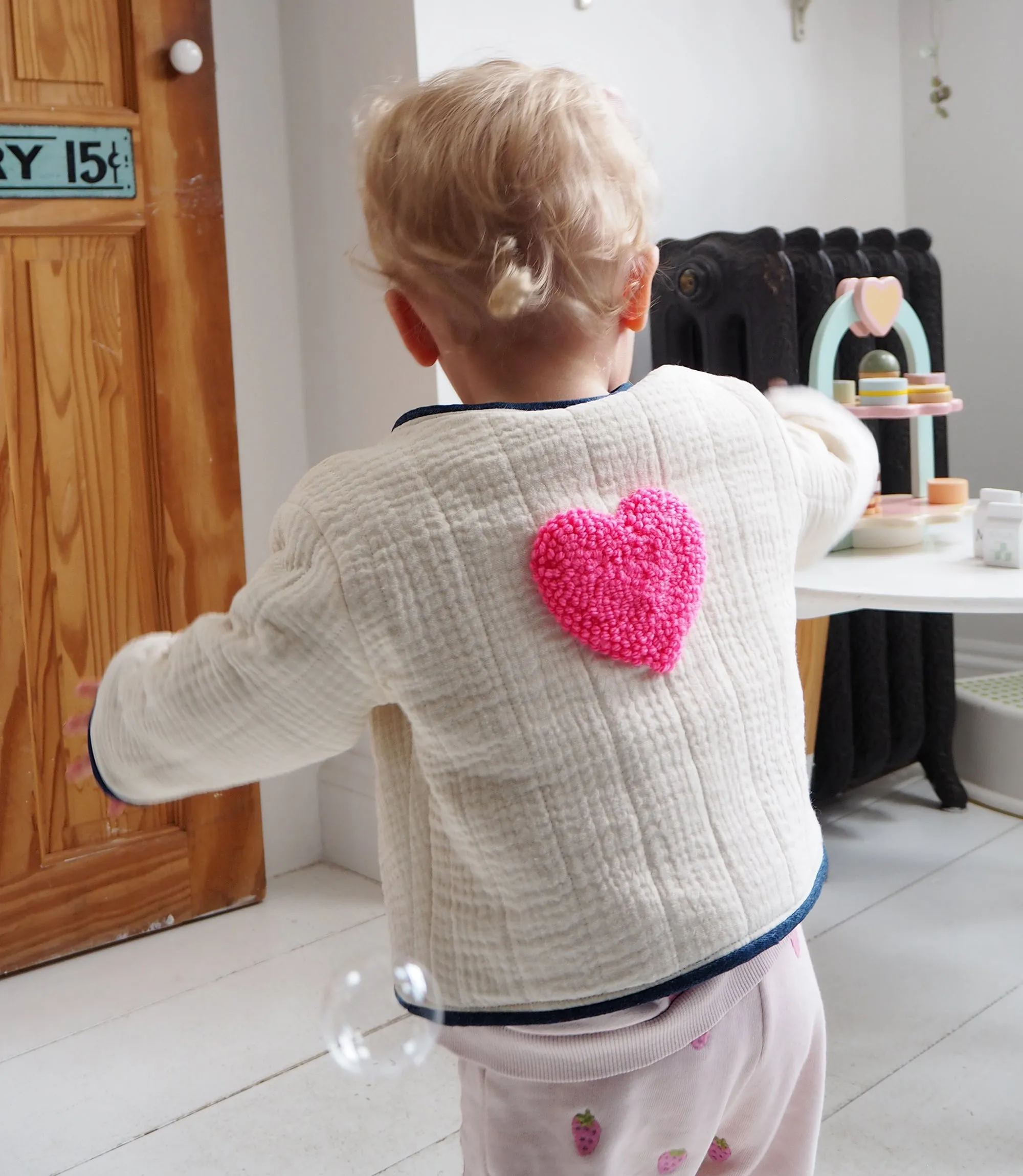 Quilted Baby and Child's Coat With Heart Motif