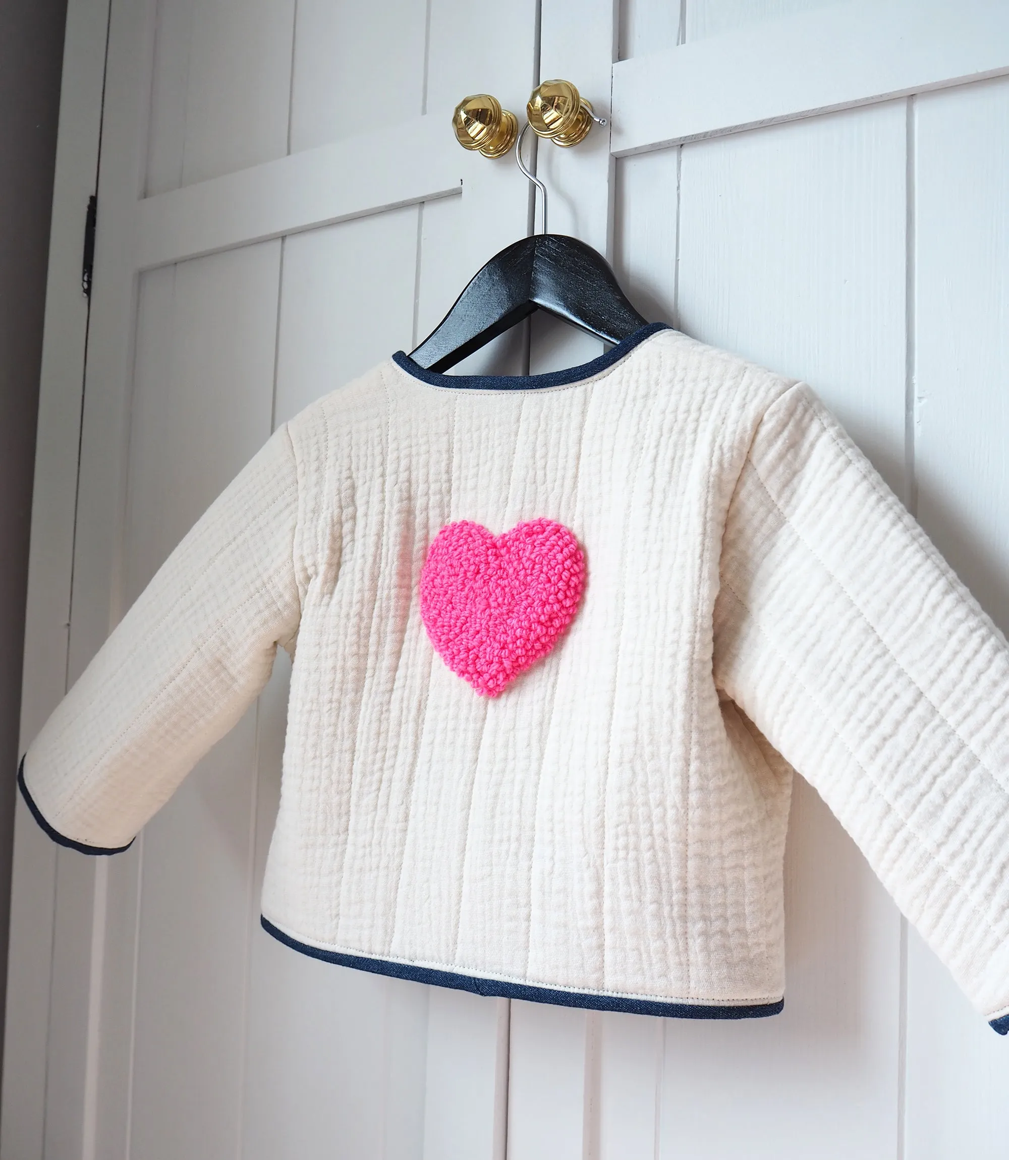 Quilted Baby and Child's Coat With Heart Motif