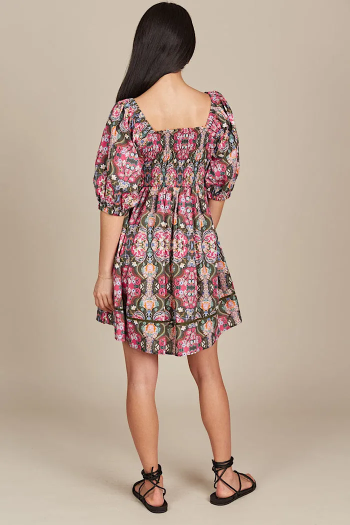 REMI MINI DRESS - OLIVE FLEURON