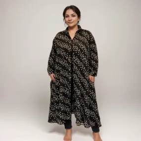 ROCKTHOSECURVES SQUARE DOT LONG LENGTH LOOSE FIT SHIRT DRESS WITH BELT