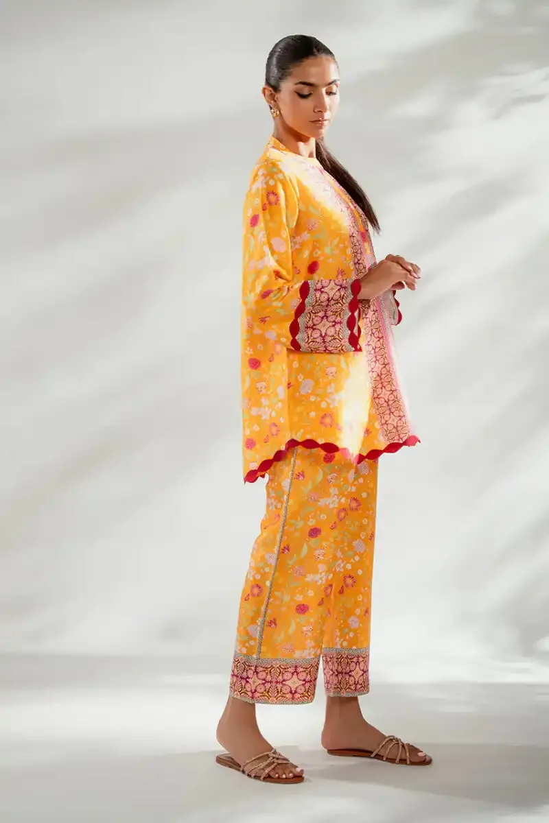 Sania Maskatiya - Zaryn (B) - Pure Rawsilk - Tangerine - Shirt & Culottes - 2 Piece