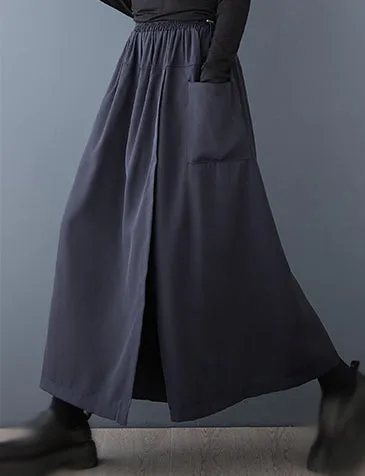 Side Slit Culottes Elastic Waist Pants