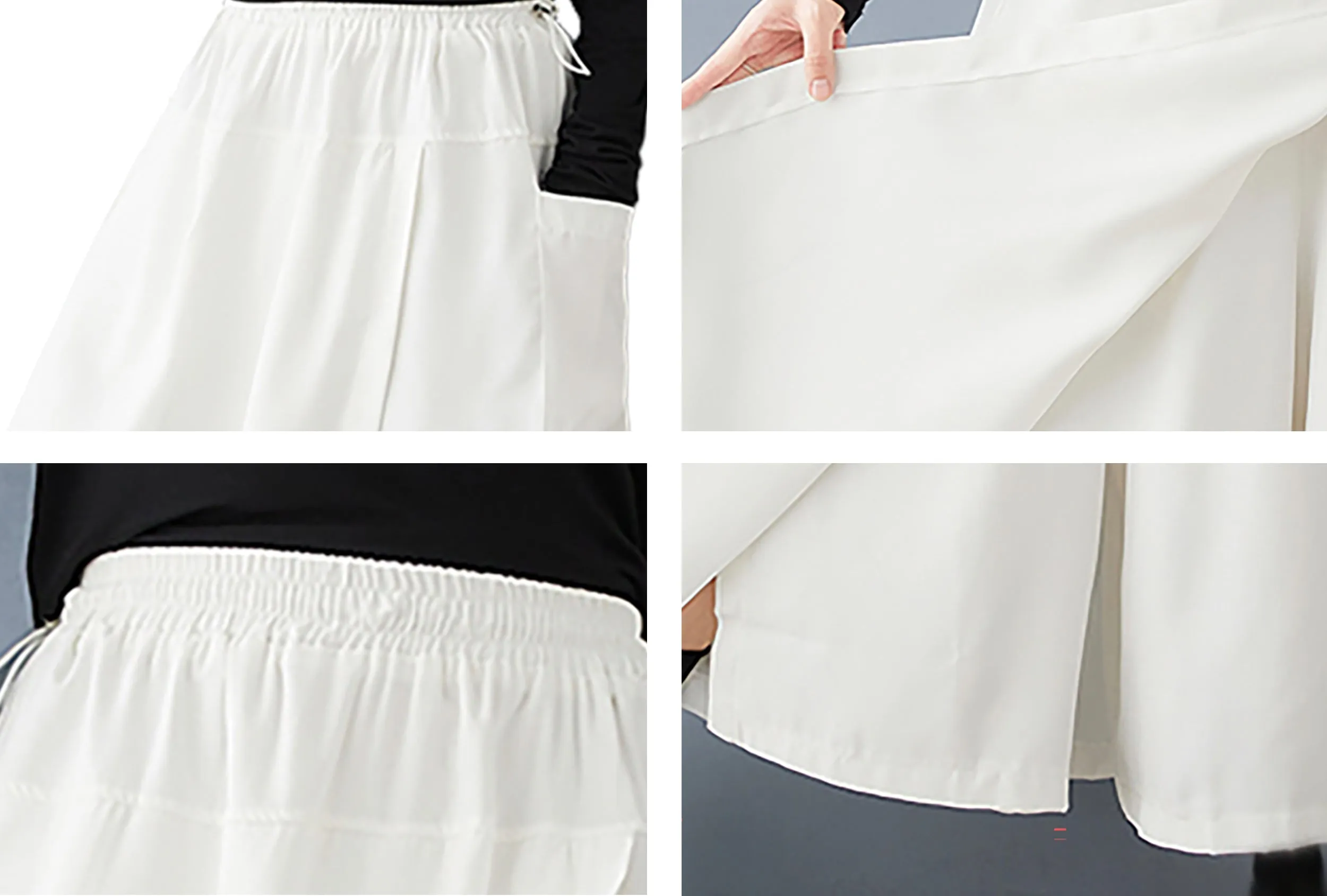Side Slit Culottes Elastic Waist Pants