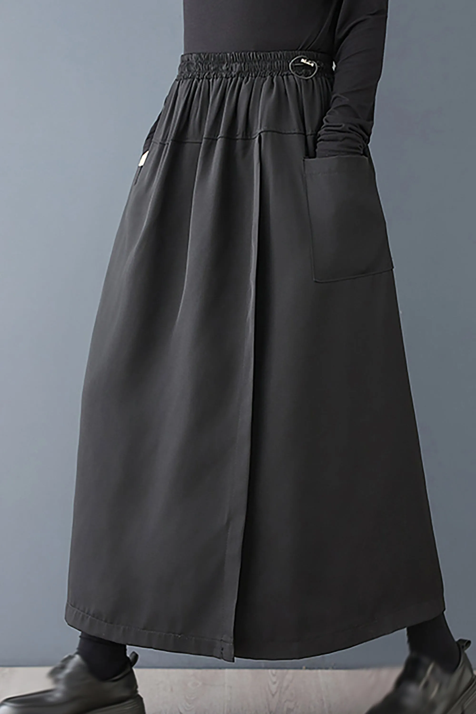 Side Slit Culottes Elastic Waist Pants