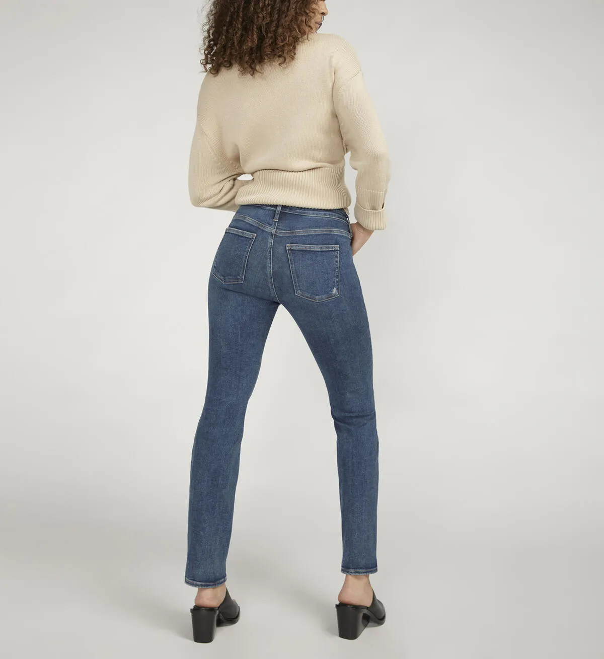 Silver Infinite Fit Mid Rise Straight Leg Jeans