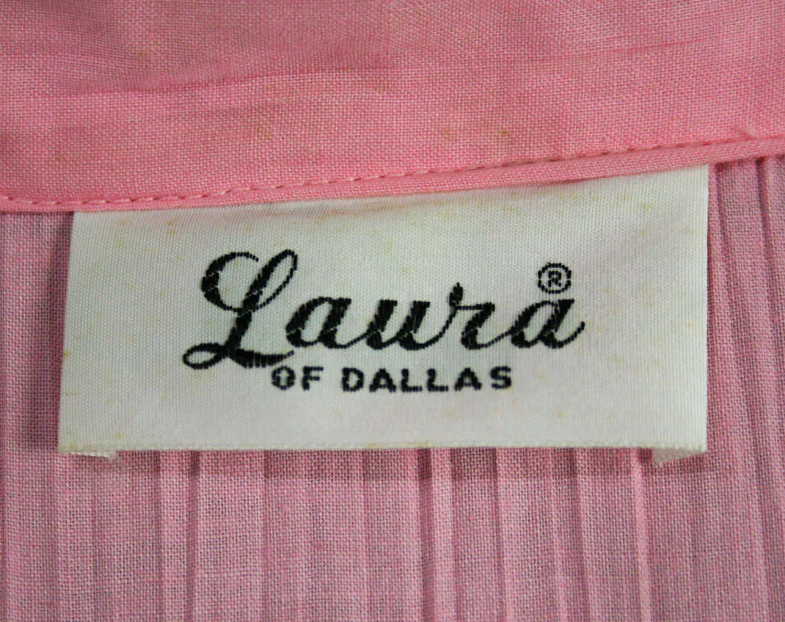 Size 4 Pink Dress - Rockabilly 1950s 60s Shirtwaist - Fitted Bodice & Full Skirt - 50s 60s Summer Housewife Sombrero Siesta Scene - Waist 25
