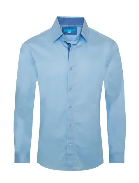 Sky Solid Cotton-Stretch L/S Shirt (4020)