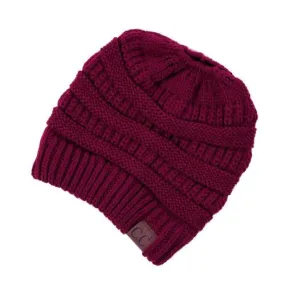 Solid Print Messy Bun C.C Beanie