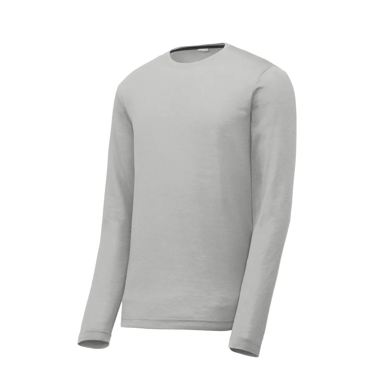 Sport-Tek Men's Silver Long Sleeve PosiCharge Competitor Cotton Touch Tee