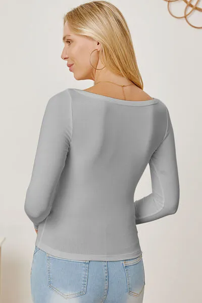 Square Neckline Long Sleeve T-Shirt