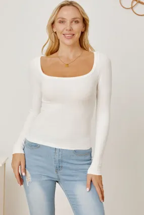 Square Neckline Long Sleeve T-Shirt