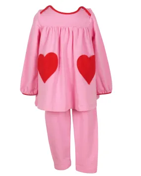 Tabby Tunic and Leggings - Pink with Hearts