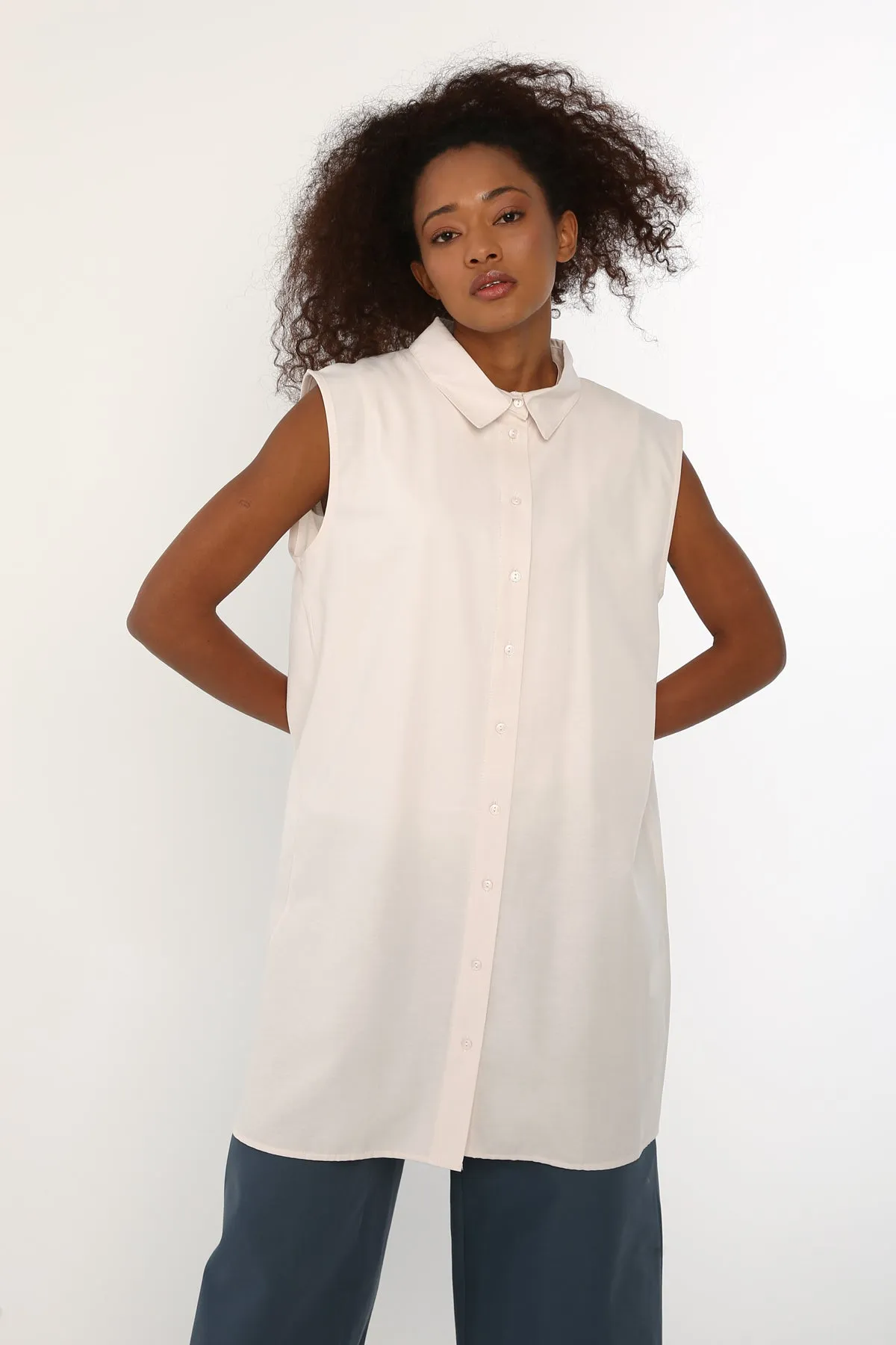 TLD Women Allday Open Pink Sleeveless Basic Shirt Tunic - Killeen